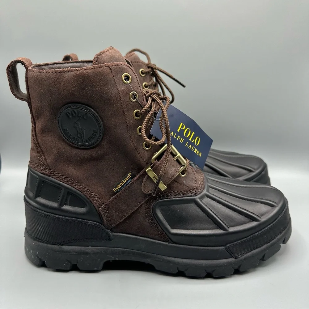 Polo Ralph Lauren Brown and Black High Leather Boots Size 11.5 D